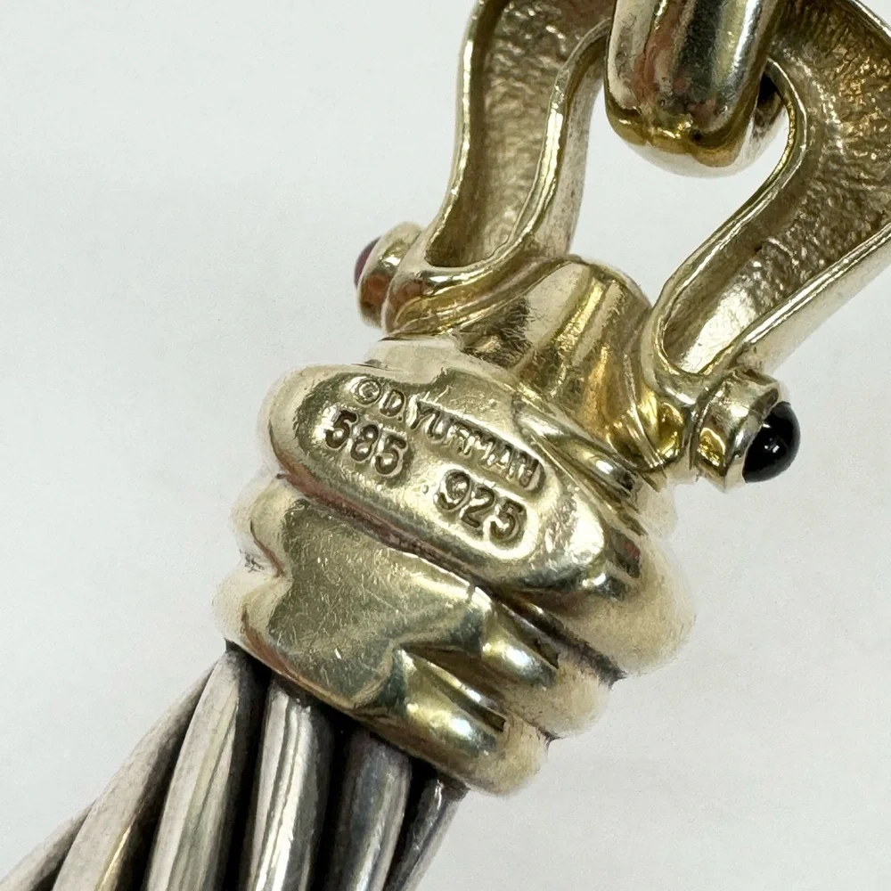 David Yurman 10mm Gold Buckle Sterling Silver Bracelet - Picture 8 of 11